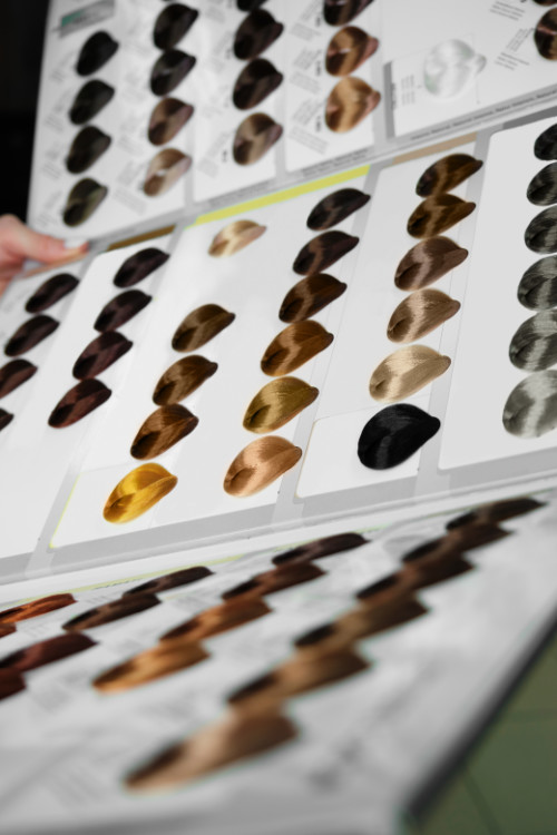 Sustainable hair foils: Close-up color palette for hair coloring in hairdresser's salon.